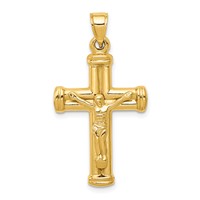 14K Hollow Crucifix Reversible to Cross Pendant view 1
