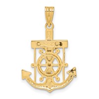 14K Two-tone Diamond-cut Mariners Crucifix Pendant view 3