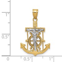 14K Two-tone Diamond-cut Mariners Crucifix Pendant view 4