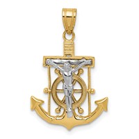 14K Two-tone Diamond-cut Mariners Crucifix Pendant view 1