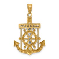 14K Two-tone Diamond-cut Mariners Crucifix Pendant view 4