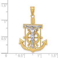 14K Two-tone Diamond-cut Mariners Crucifix Pendant view 3