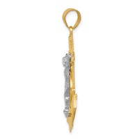 14K Two-tone Diamond-cut Mariners Crucifix Pendant view 2