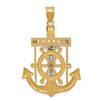 14K Two-tone Diamond-cut Mariners Crucifix Pendant view 4