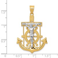 14K Two-tone Diamond-cut Mariners Crucifix Pendant view 3