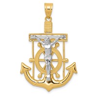 14K Two-tone Diamond-cut Mariners Crucifix Pendant view 1