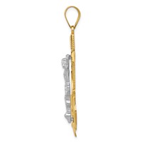 14K Two-tone Diamond-cut Mariners Crucifix Pendant view 2