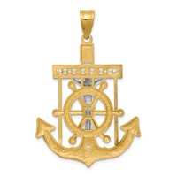 14K Two-tone Diamond-cut Mariners Crucifix Pendant view 4
