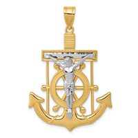 14K Two-tone Diamond-cut Mariners Crucifix Pendant view 1