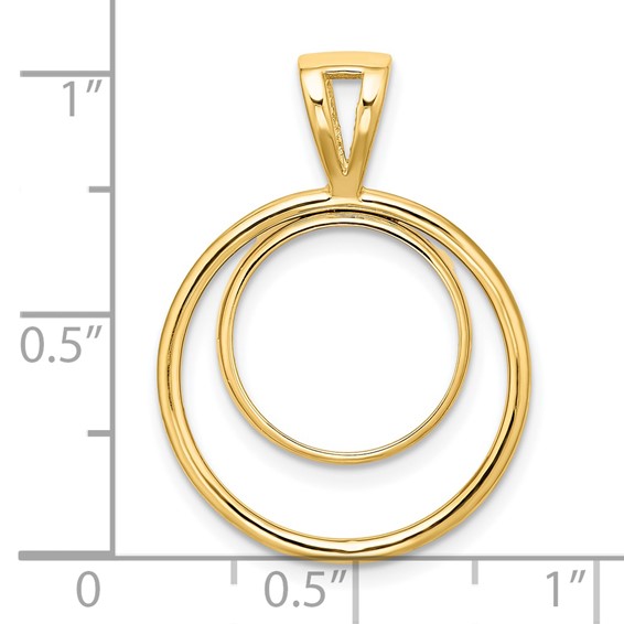 14ky Offset Double Circle Prong Coin Bezel Pendant                    