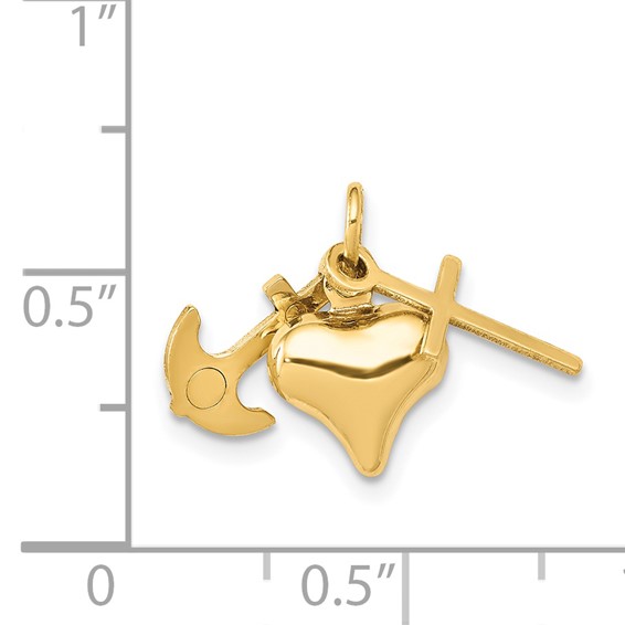"14K 3-D Faith, Hope And Charity Charm"