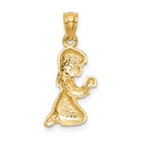 14K Yellow Gold Praying Girl Pendant view 4