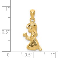 14K Yellow Gold Praying Girl Pendant view 3