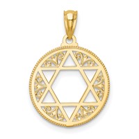 14K Yellow Gold Filigree Star of David Round Pendant view 4