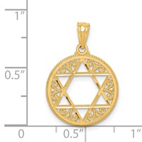 14K Yellow Gold Filigree Star of David Round Pendant view 3