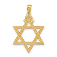 14K Yellow Gold Diamond-cut Star of David Pendant view 3