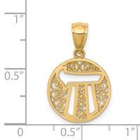 14K Filigree Circle Chai Pendant view 4