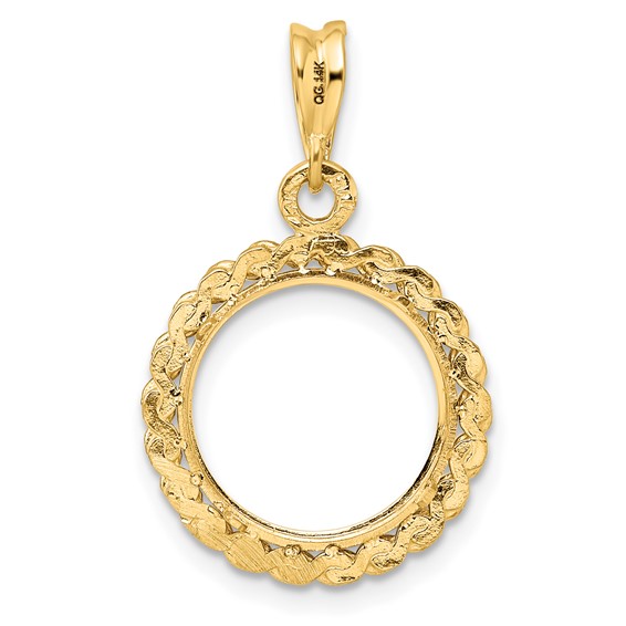 14ky S Chain Prong Coin Bezel Pendant                                 