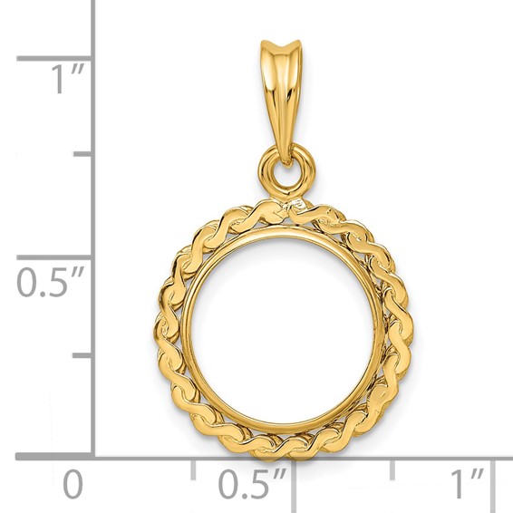 14ky S Chain Prong Coin Bezel Pendant                                 