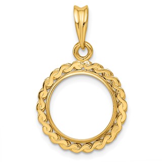 14ky S Chain Prong Coin Bezel Pendant                                 