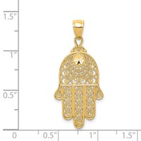 14K Yellow Gold Diamond-cut Filigree Chamseh Pendant view 4
