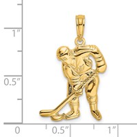 14K Yellow Gold Hockey Player Charm with Stick and Puck view 3