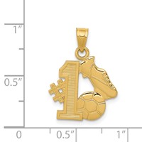 14K Yellow Gold #1 Soccer Ball Pendant with Cleats view 4