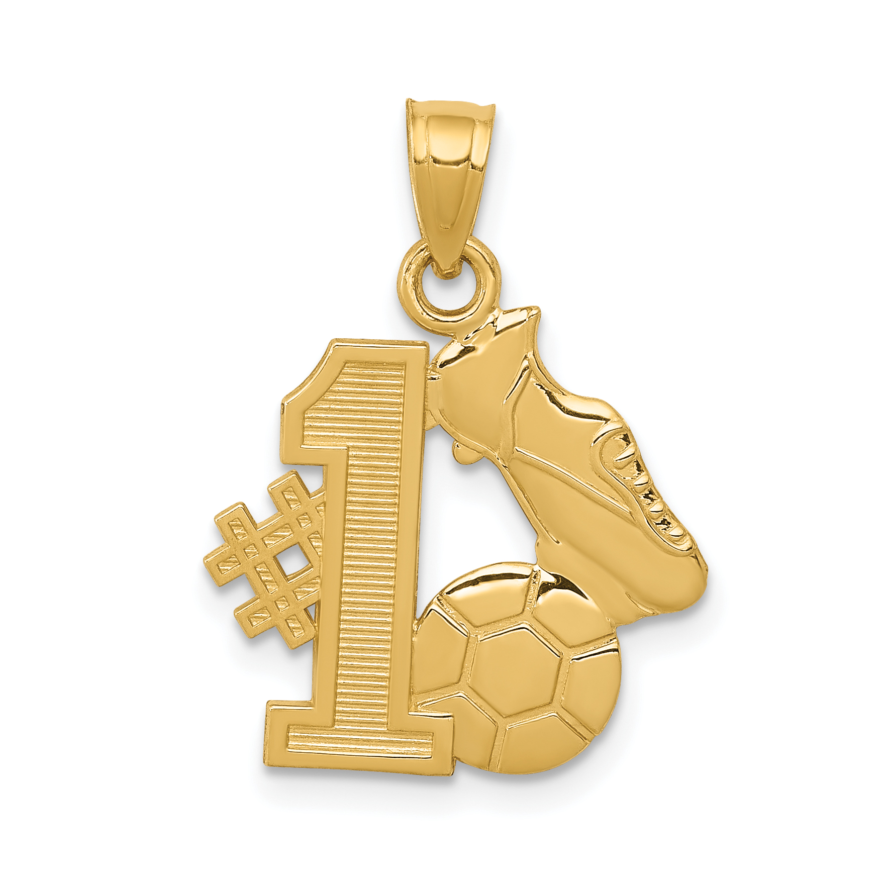 14K #1 Soccer Ball With Cleats Pendant (C3762)