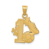 14K Yellow Gold #1 Soccer Ball Pendant with Cleats view 1