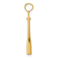 14K Yellow Gold 3-D Baseball Bat Pendant view 2