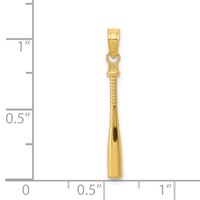 14K Yellow Gold 3-D Baseball Bat Pendant view 4