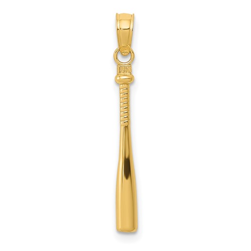 14K Yellow Gold 3-D Baseball Bat Pendant