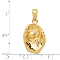 14K Yellow Gold Baseball Glove and Ball Pendant view 3