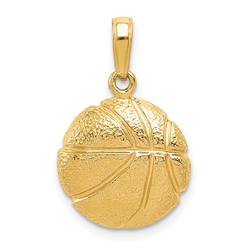 14K Yellow Gold Basketball Pendant