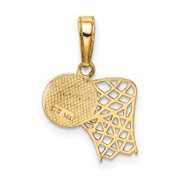 14K Yellow Gold Basketball Hoop and Ball Pendant view 4