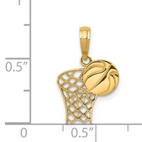 14K Yellow Gold Basketball Hoop and Ball Pendant view 3