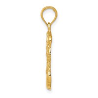 14K Yellow Gold Swoosh Basketball and Net Pendant view 2