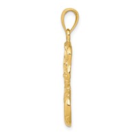 14K Yellow Gold Swoosh Basketball and Net Pendant view 2