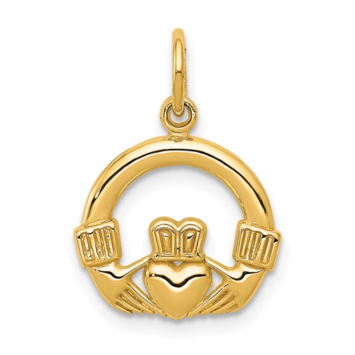 14K Yellow Gold Claddagh Charm