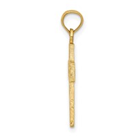 14K Yellow Gold Cut-out Flower in Diamond-cut Cross Charm view 2