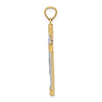 14K Two-Tone Diamond-cut Cross Pendant view 2