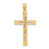 14K Two-Tone Diamond-cut Cross Pendant view 4