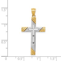 14K Two-Tone Diamond-cut Cross Pendant view 3