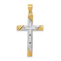 14K Two-Tone Diamond-cut Cross Pendant view 1