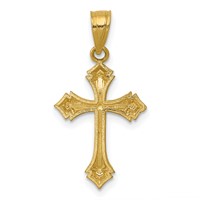 14K Yellow Gold Diamond-cut Passion Cross Charm view 4