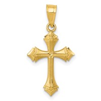14K Yellow Gold Diamond-cut Passion Cross Charm view 1