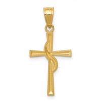 14K Polished Cross with Drape Pendant view 4