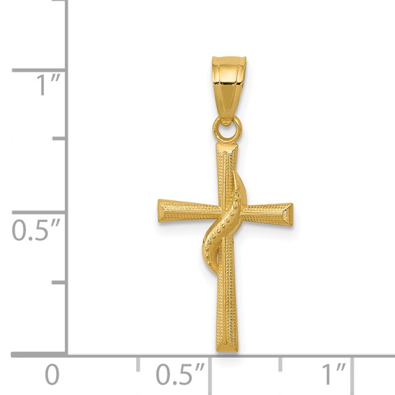 14k Polished Cross with Drape Pendant