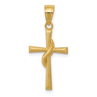 14K Polished Cross with Drape Pendant view 1