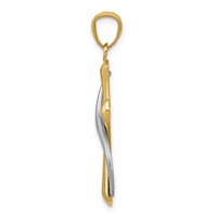 14K Two-Tone Polished Cross Pendant with Drape view 2